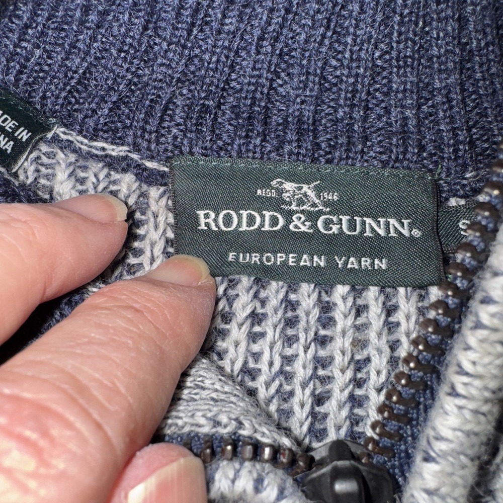 Rodd & Gunn Gray 100% Pure New Wool Quarter Zip Sweater Sz S Preppy Old $ EUC - Picture 4 of 10